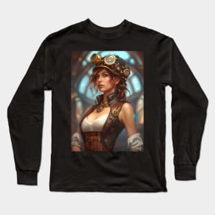 Steampunk Mechanic Girl Long Sleeve T-Shirt